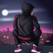 DALL·E 2023-04-06 19.36.30 - A bad boy in tracksuit, sneakers, hoodie looking to the city at night from an hill, digital art